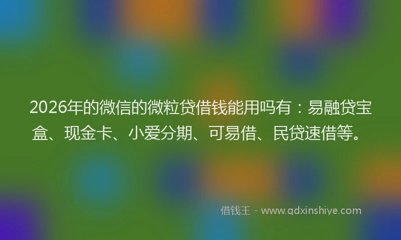 2026年的微信的微粒贷借钱能用吗有：易融贷宝盒、现金卡、小爱分期、可易借、民贷速借等。
