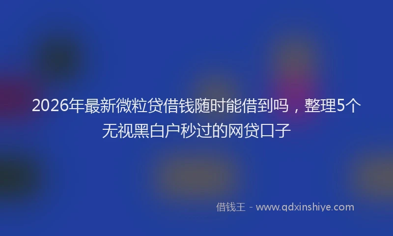 2026年最新微粒贷借钱随时能借到吗，整理5个无视黑白户秒过的网贷口子