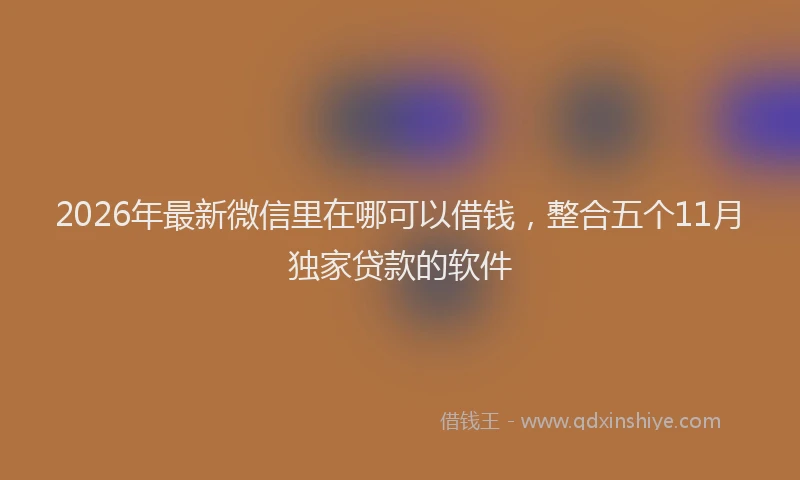 2026年最新微信里在哪可以借钱，整合五个11月独家贷款的软件