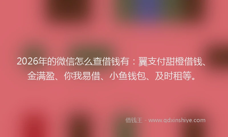 2026年的微信怎么查借钱有：翼支付甜橙借钱、金满盈、你我易借、小鱼钱包、及时租等。