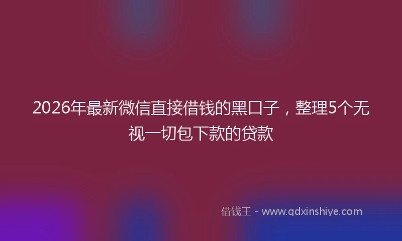 2026年最新微信直接借钱的黑口子，整理5个无视一切包下款的贷款