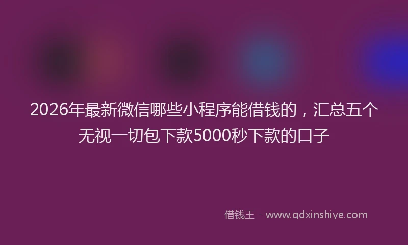 2026年最新微信哪些小程序能借钱的，汇总五个无视一切包下款5000秒下款的口子