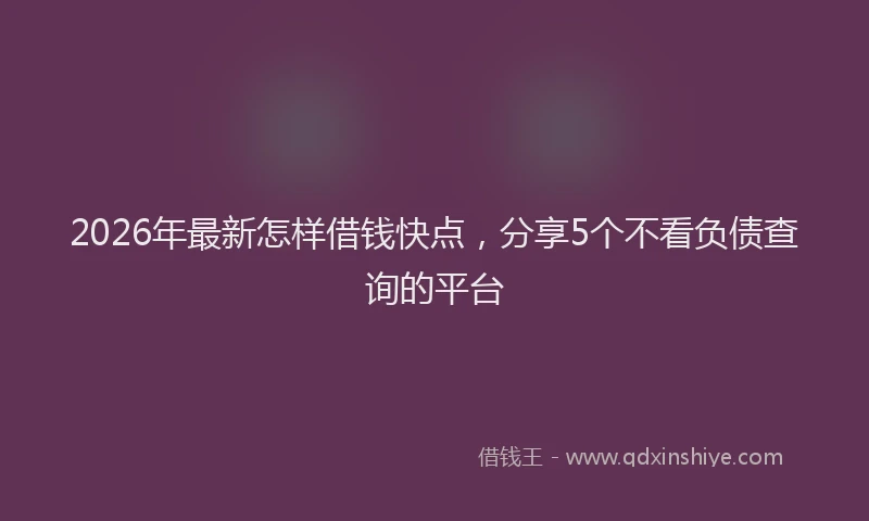 2026年最新怎样借钱快点，分享5个不看负债查询的平台