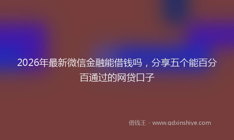2026年最新微信金融能借钱吗，分享五个能百分百通过的网贷口子