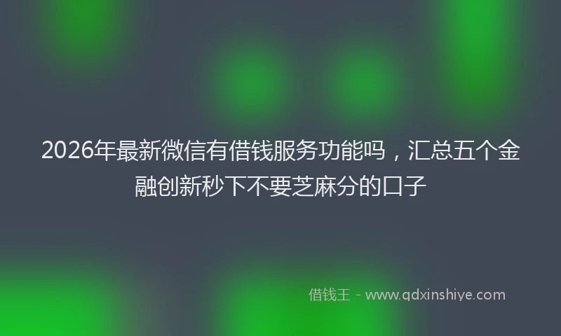 2026年最新微信有借钱服务功能吗，汇总五个金融创新秒下不要芝麻分的口子