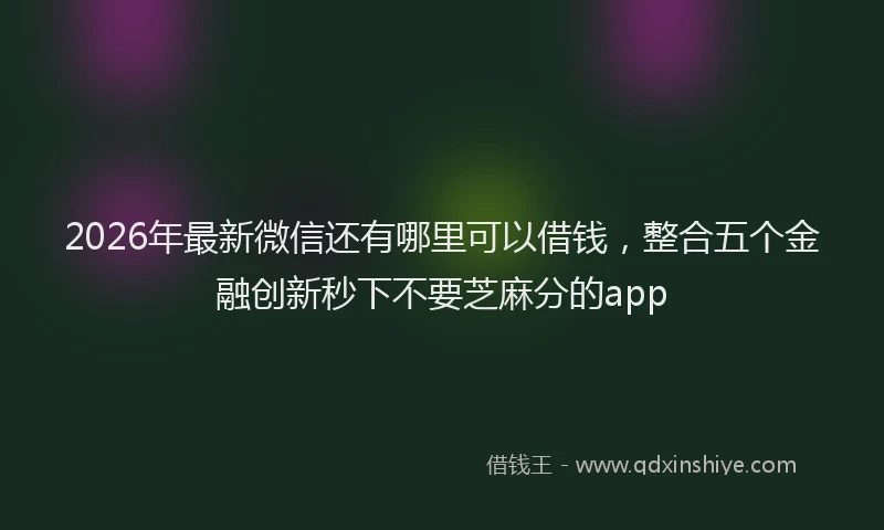 2026年最新微信还有哪里可以借钱，整合五个金融创新秒下不要芝麻分的app
