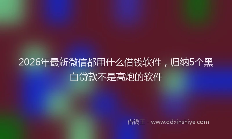 2026年最新微信都用什么借钱软件，归纳5个黑白贷款不是高炮的软件