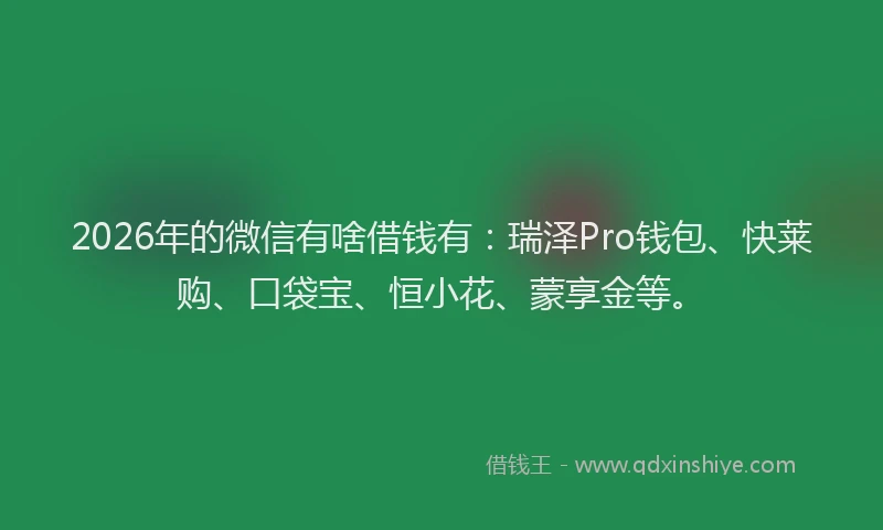 2026年的微信有啥借钱有：瑞泽Pro钱包、快莱购、口袋宝、恒小花、蒙享金等。