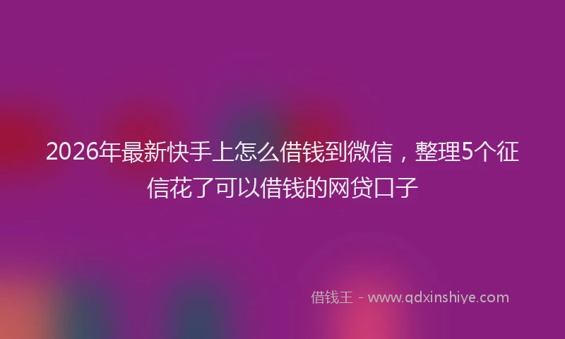 2026年最新快手上怎么借钱到微信，整理5个征信花了可以借钱的网贷口子