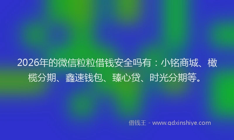 2026年的微信粒粒借钱安全吗有：小铭商城、橄榄分期、鑫速钱包、臻心贷、时光分期等。