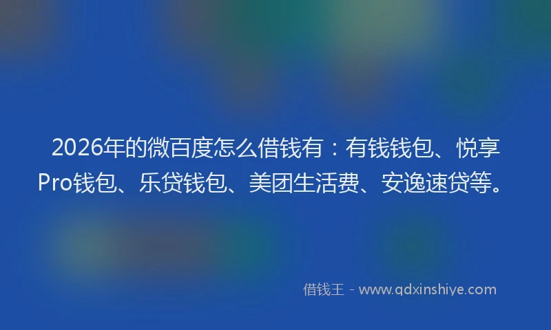 2026年的微百度怎么借钱有：有钱钱包、悦享Pro钱包、乐贷钱包、美团生活费、安逸速贷等。