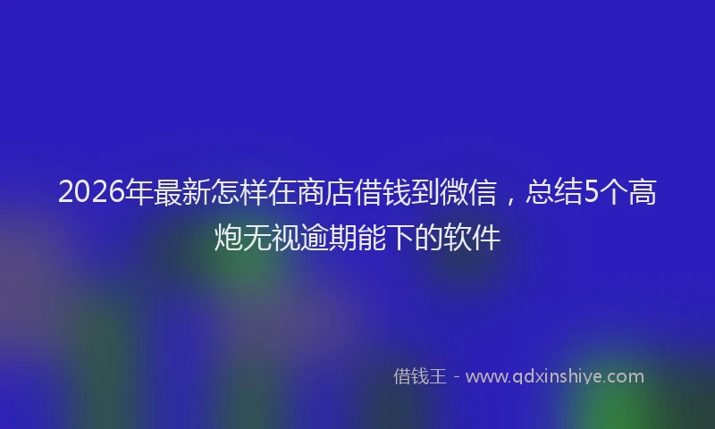 2026年最新怎样在商店借钱到微信，总结5个高炮无视逾期能下的软件