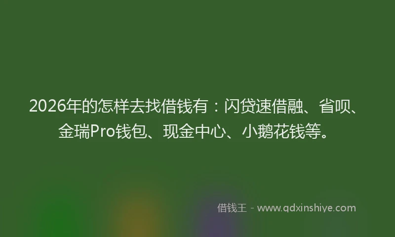 2026年的怎样去找借钱有：闪贷速借融、省呗、金瑞Pro钱包、现金中心、小鹅花钱等。