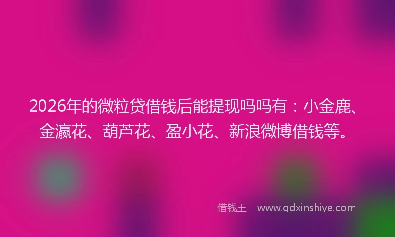2026年的微粒贷借钱后能提现吗吗有：小金鹿、金瀛花、葫芦花、盈小花、新浪微博借钱等。
