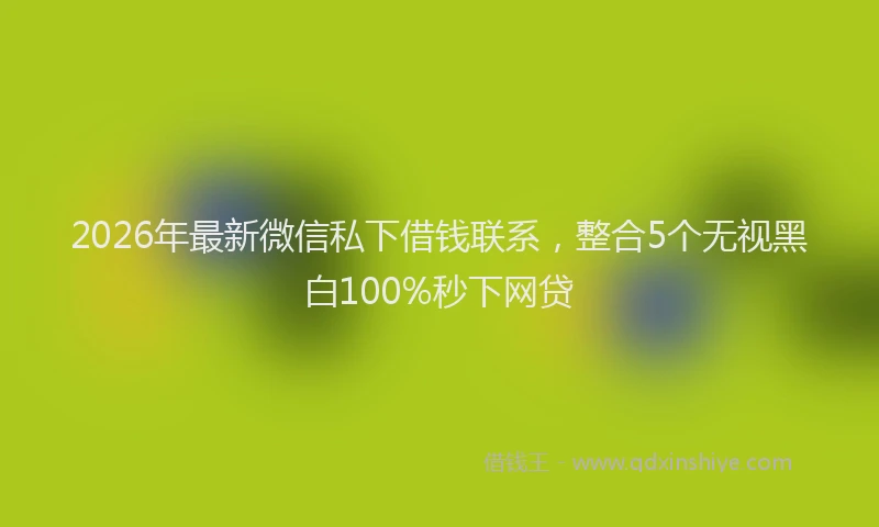 2026年最新微信私下借钱联系，整合5个无视黑白100%秒下网贷