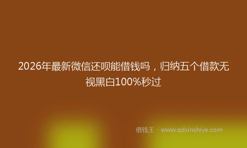 2026年最新微信还呗能借钱吗，归纳五个借款无视黑白100%秒过