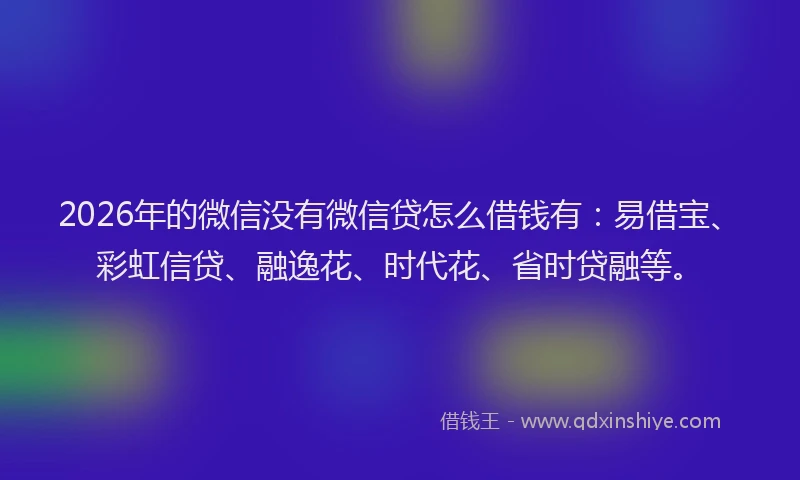 2026年的微信没有微信贷怎么借钱有：易借宝、彩虹信贷、融逸花、时代花、省时贷融等。