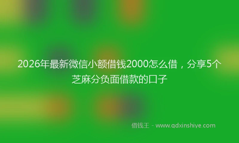 2026年最新微信小额借钱2000怎么借，分享5个芝麻分负面借款的口子