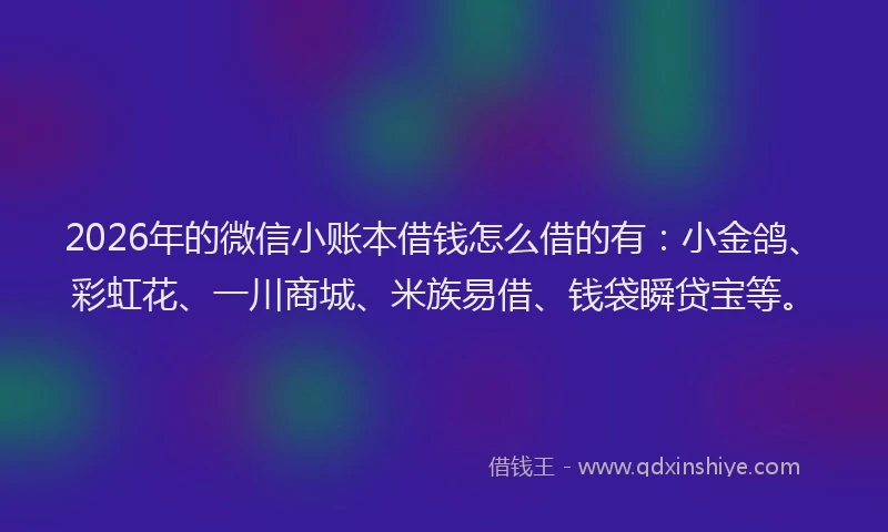 2026年的微信小账本借钱怎么借的有：小金鸽、彩虹花、一川商城、米族易借、钱袋瞬贷宝等。