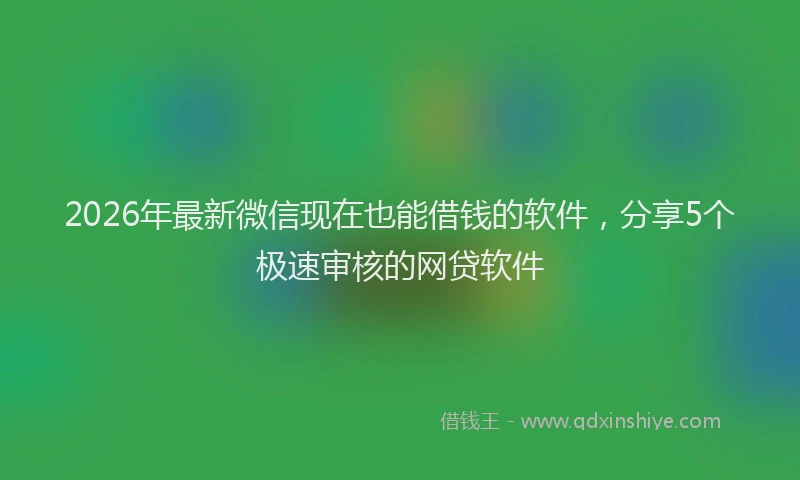 2026年最新微信现在也能借钱的软件，分享5个极速审核的网贷软件