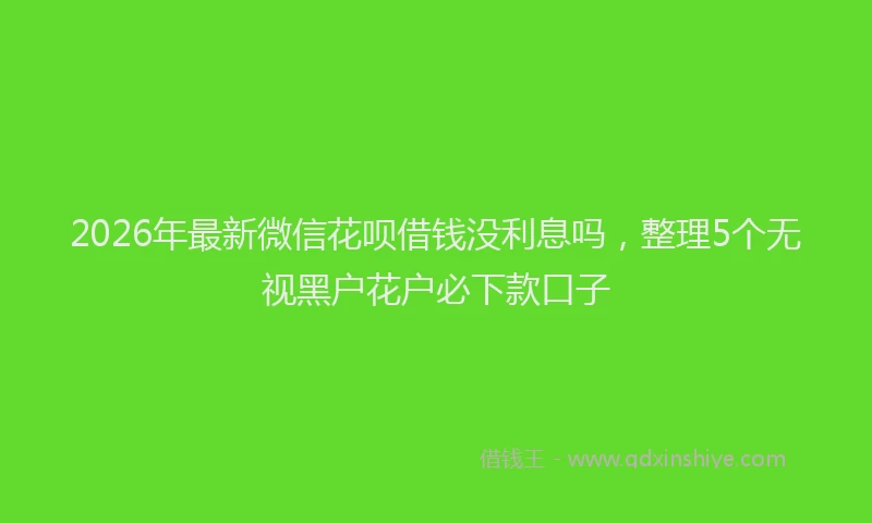 2026年最新微信花呗借钱没利息吗，整理5个无视黑户花户必下款口子