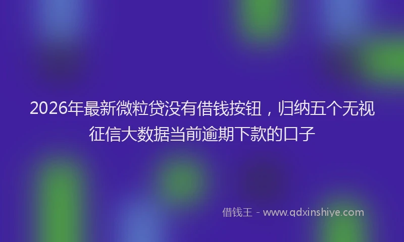 2026年最新微粒贷没有借钱按钮，归纳五个无视征信大数据当前逾期下款的口子