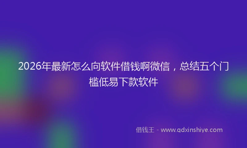 2026年最新怎么向软件借钱啊微信，总结五个门槛低易下款软件