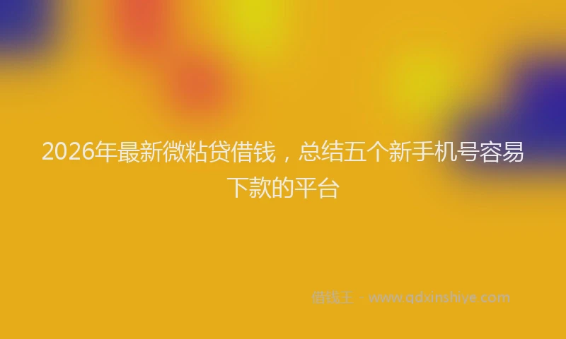 2026年最新微粘贷借钱，总结五个新手机号容易下款的平台