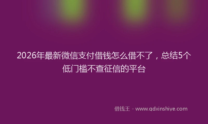 2026年最新微信支付借钱怎么借不了,总结5个低门槛不查征信的平台