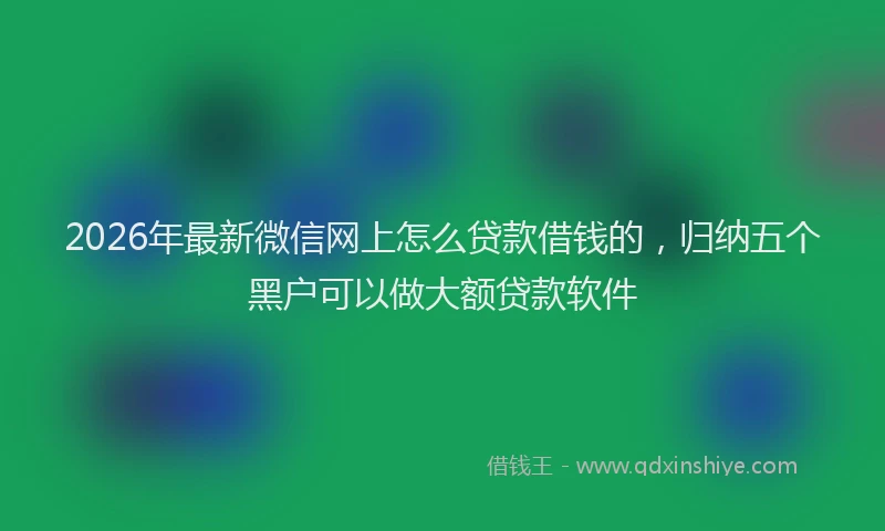 2026年最新微信网上怎么贷款借钱的，归纳五个黑户可以做大额贷款软件