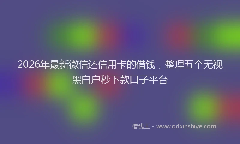 2026年最新微信还信用卡的借钱，整理五个无视黑白户秒下款口子平台