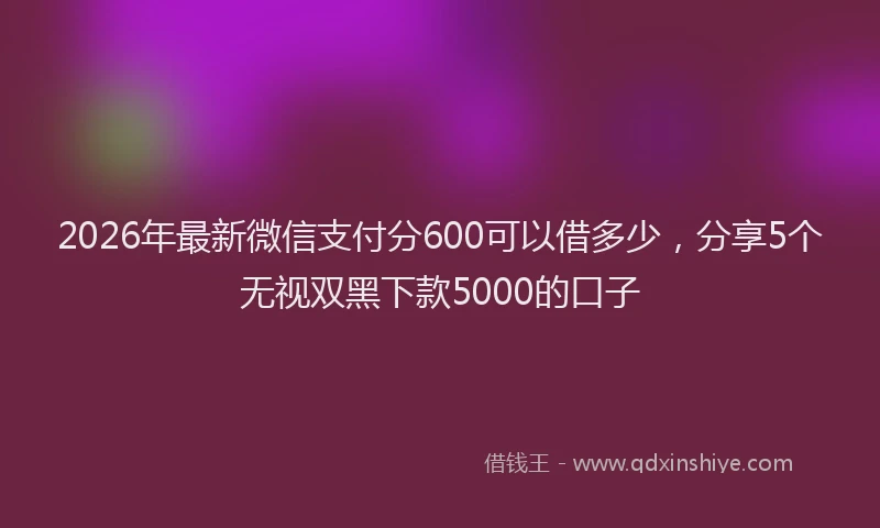 2026年最新微信支付分600可以借多少，分享5个无视双黑下款5000的口子