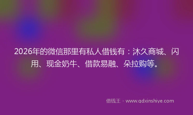 2026年的微信那里有私人借钱有：沐久商城、闪用、现金奶牛、借款易融、朵拉购等。
