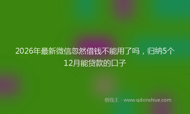 2026年最新微信忽然借钱不能用了吗，归纳5个12月能贷款的口子