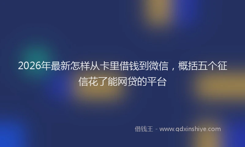 2026年最新怎样从卡里借钱到微信，概括五个征信花了能网贷的平台