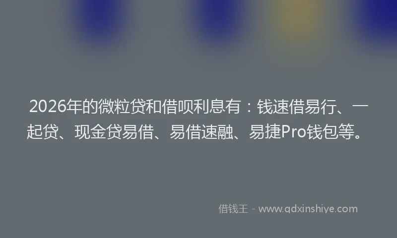2026年的微粒贷和借呗利息有：钱速借易行、一起贷、现金贷易借、易借速融、易捷Pro钱包等。