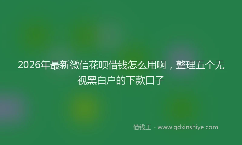 2026年最新微信花呗借钱怎么用啊，整理五个无视黑白户的下款口子