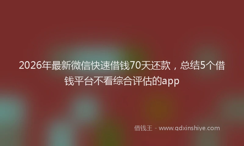 2026年最新微信快速借钱70天还款，总结5个借钱平台不看综合评估的app