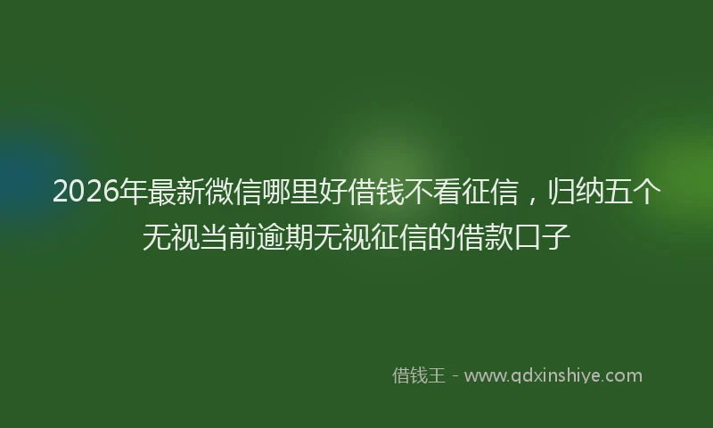 2026年最新微信哪里好借钱不看征信，归纳五个无视当前逾期无视征信的借款口子