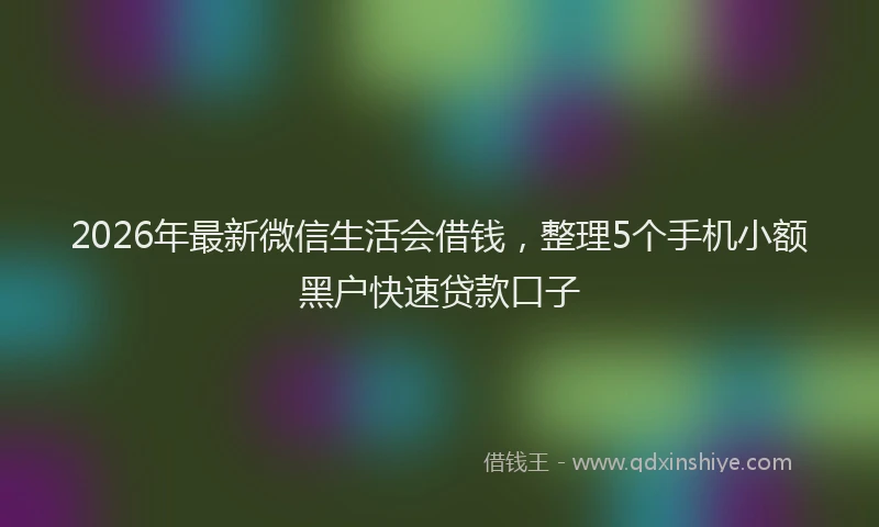 2026年最新微信生活会借钱，整理5个手机小额黑户快速贷款口子