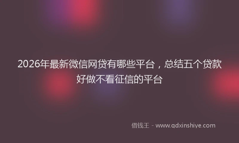 2026年最新微信网贷有哪些平台，总结五个贷款好做不看征信的平台
