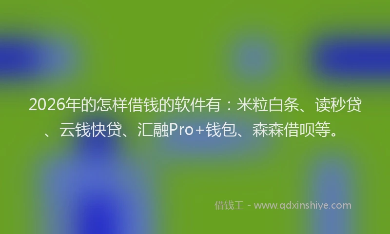 2026年的怎样借钱的软件有：米粒白条、读秒贷、云钱快贷、汇融Pro+钱包、森森借呗等。