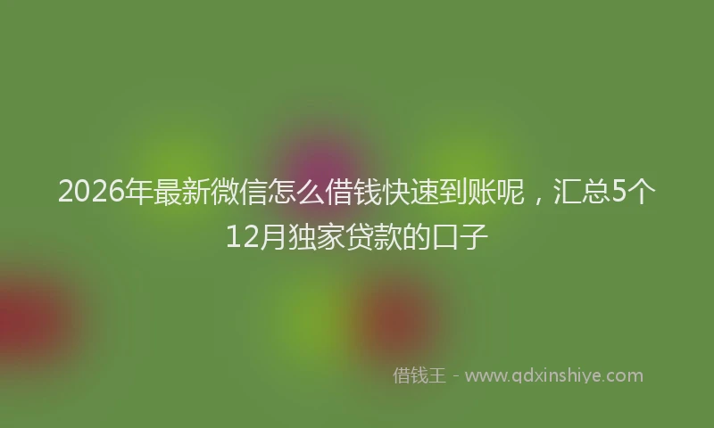 2026年最新微信怎么借钱快速到账呢，汇总5个12月独家贷款的口子