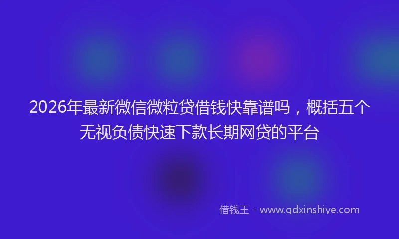 2026年最新微信微粒贷借钱快靠谱吗，概括五个无视负债快速下款长期网贷的平台