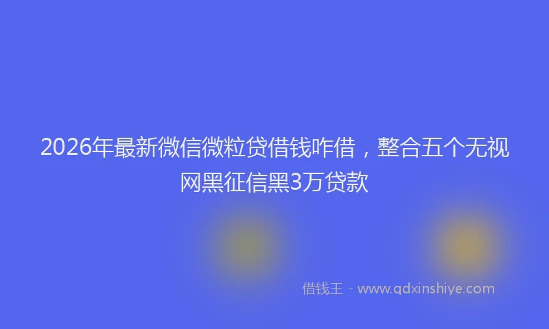 2026年最新微信微粒贷借钱咋借，整合五个无视网黑征信黑3万贷款