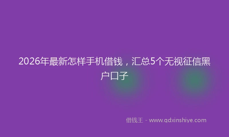 2026年最新怎样手机借钱，汇总5个无视征信黑户口子
