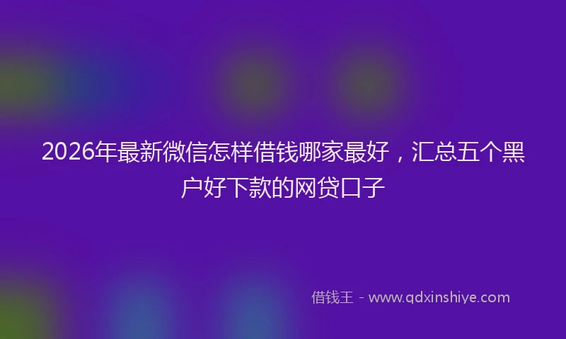 2026年最新微信怎样借钱哪家最好，汇总五个黑户好下款的网贷口子