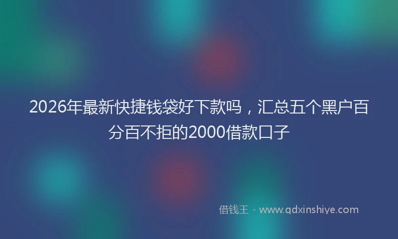 2026年最新快捷钱袋好下款吗，汇总五个黑户百分百不拒的2000借款口子