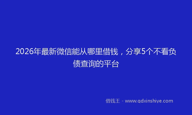 2026年最新微信能从哪里借钱，分享5个不看负债查询的平台