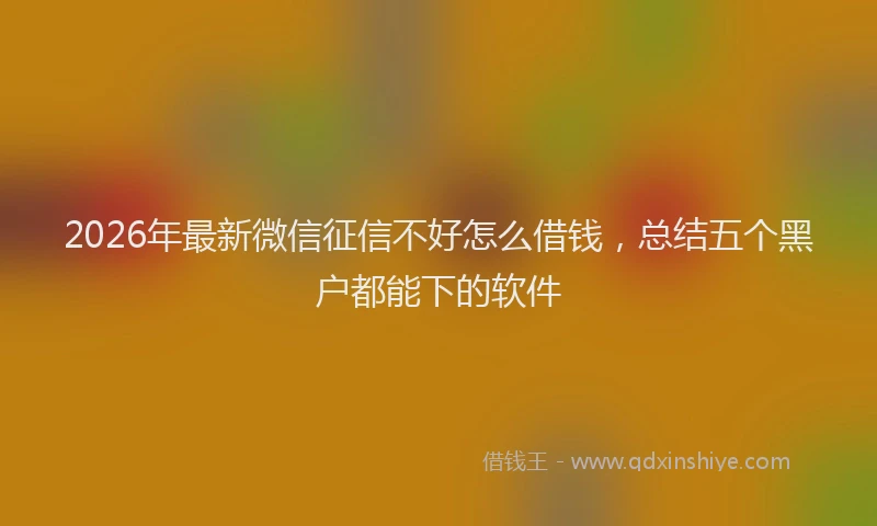 2026年最新微信征信不好怎么借钱，总结五个黑户都能下的软件